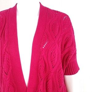 Loft Womens sz M Pink Open Front Short Sleeve Cardigan Sweater